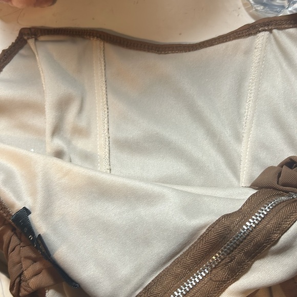 Tan Mesh Tube Top Corset Bustier Size M Old Money - Picture 6 of 6